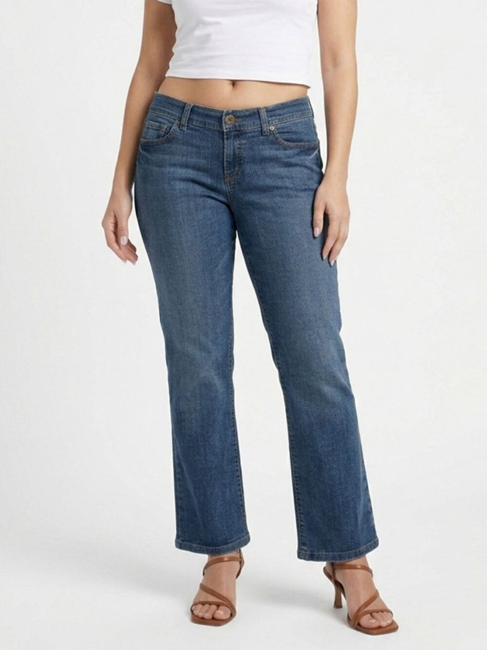 DKNY Jeans Ludlow Y2K Bootcut Medium Wash Stretch Denim Jeans Petite Size 14L